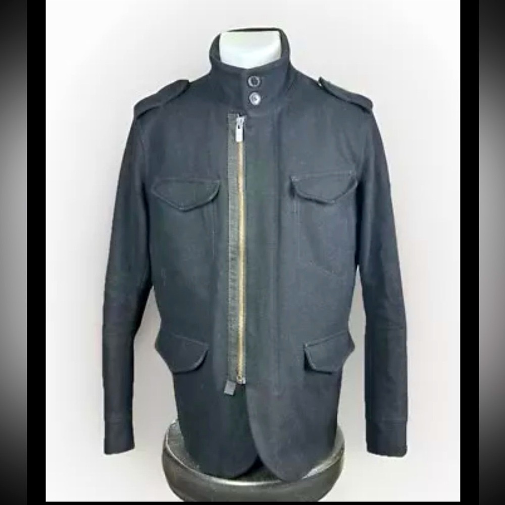 Ben Sherman men’s M wool 
Blend black army style pea coat jacket.